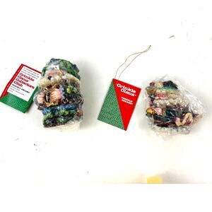 Vintage 1990s Crinkle Claus Santa Figurine‎ With Hang Tag & Box Lot of 2